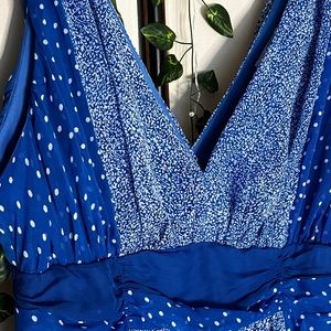 CATO Blue & White Sheer Dress Size 16W